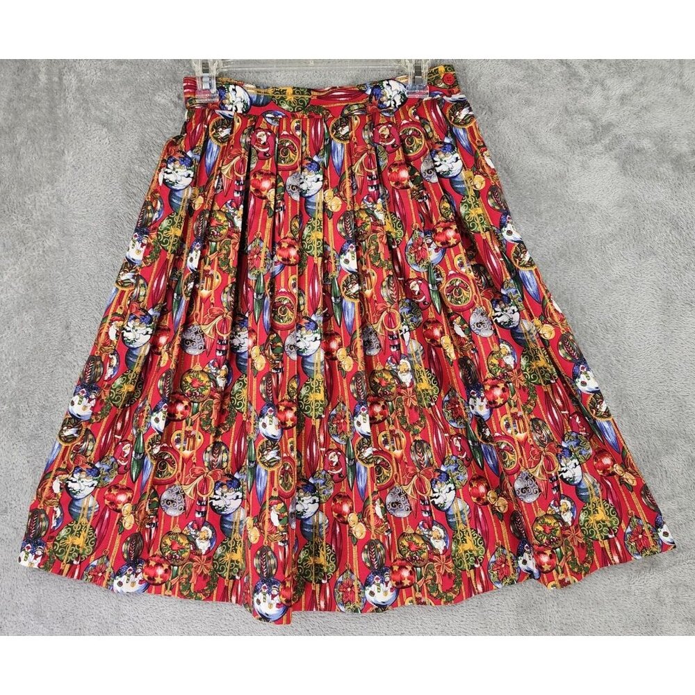 Charter Club Petites Skirt Womens Size 6 Red Christmas Holiday Vintage Midi USA - Picture 1 of 8